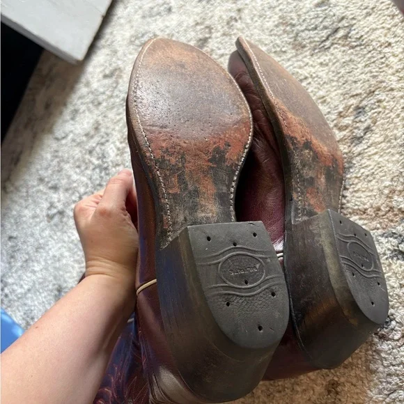 Olathe Brown/Red Leather Cowboy Boots - Picture 8 of 8